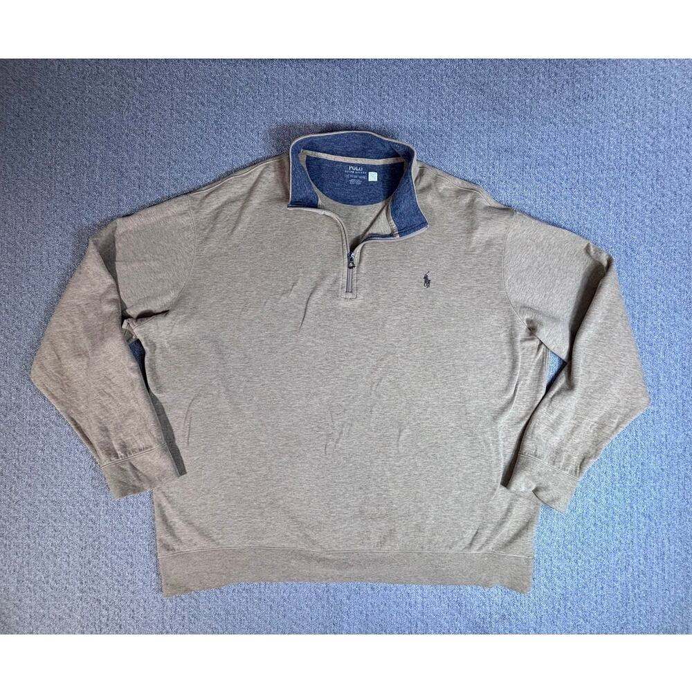Polo Ralph Lauren 2XB Men's Quarter Zip Tan Long Sleeve Beige